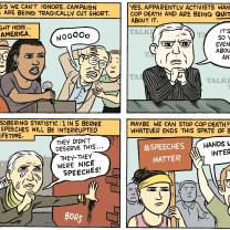 Comic about Bernie Sanders being interrupted by Black Lives Matters activists
