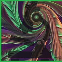 Microscope image on swirly colorful background