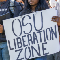 Sign saying OSU liberation zone