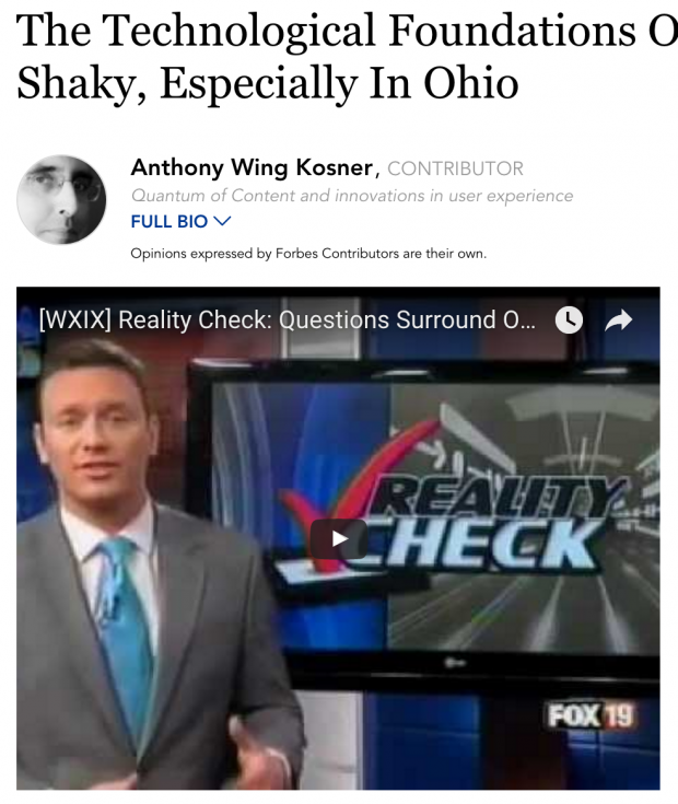 Screenshot of white male newscaster next to a screen with the words Reality Check with a big red checkmark