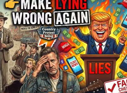 Cartoon of Trump lying