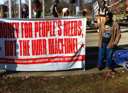 No war with Iran banner