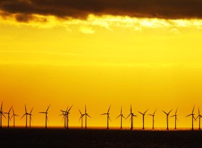 Windmills at sunset