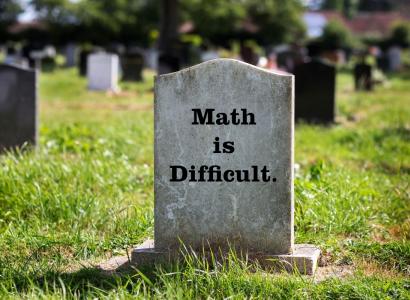 Gravestone with words Math is difficult
