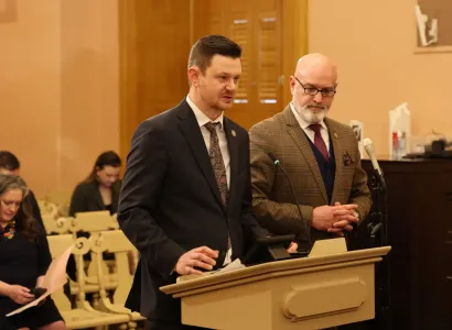 Two guys at a podium
