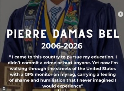 Young man with graduation robes on