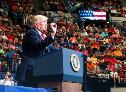 Trump at a podium