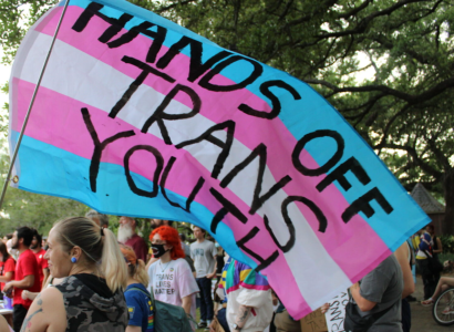 Pink, blue and whie Trans Rights flag