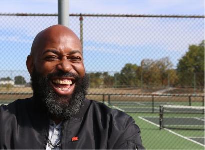 Black man smiling