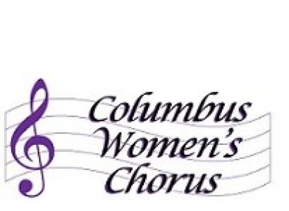Logo with musical symbol and words Columbus Women's Chorus