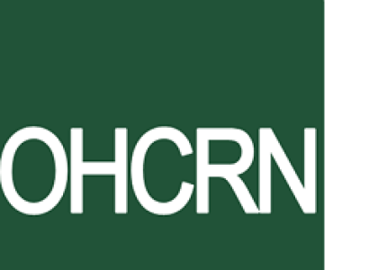 Dark green background and letters OHCRN