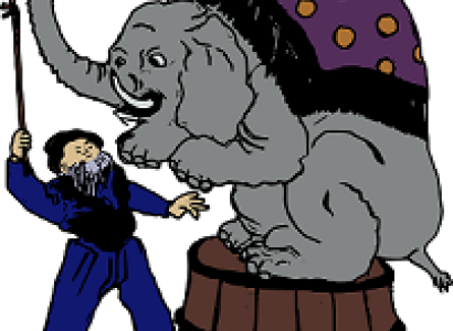 Cartoon of elephant performing at a circus
