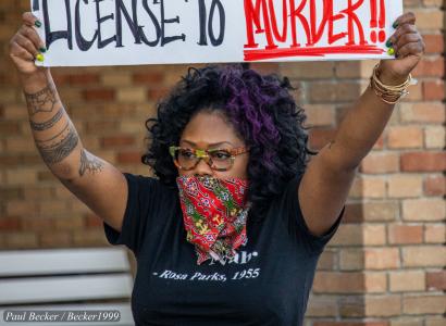 Woman protesting police violence