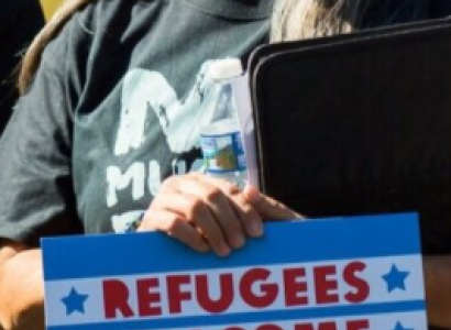 Refugees welcome sign