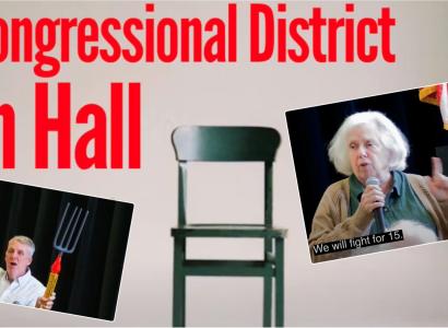 Empty chair and Mary Jo Kilroy