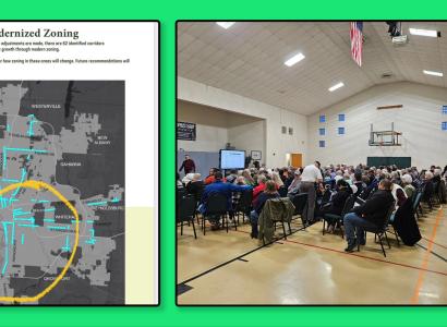 City meeting and map of area