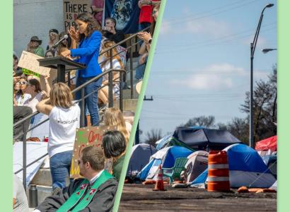 Rally and tent houseless