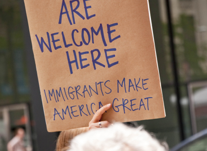 Sign saying Immigrants are welcome here