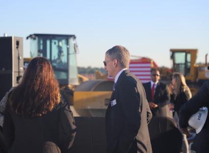 People gathering outside