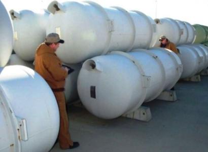 Cylinders of depleted uranium hexafluoride 