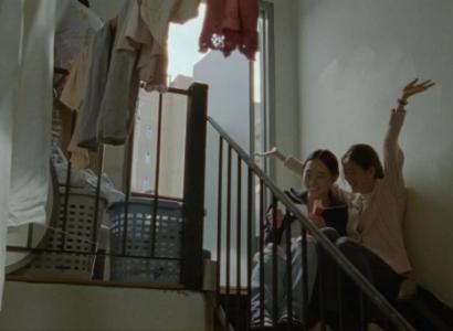 Stairway with two women on stairs