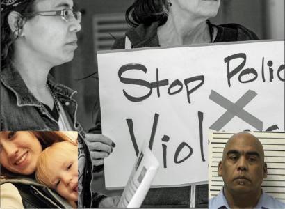 People holding sign, Andrew Mitchell and Donna Dalton