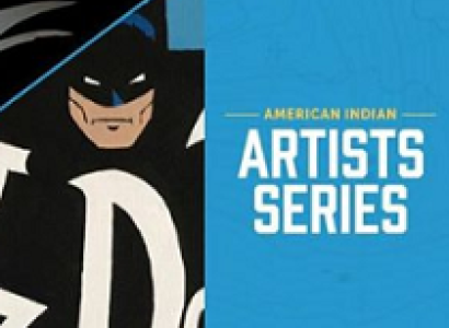 Drawing of Batman and words American Indian Artists Series