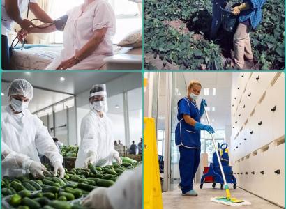 Collage of essential workers