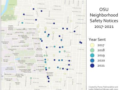 Chart showing crime spots