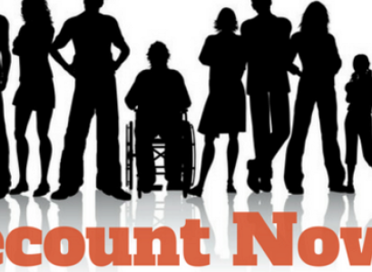 Recount Now words with black silhouettes of people