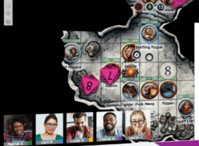 Screen showing an online game