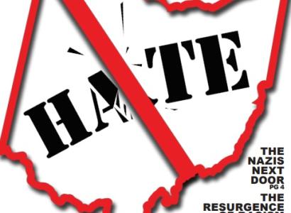 Red border state of Ohio image with word hate inside and line through it like a "no" sign and the words Free Press on top