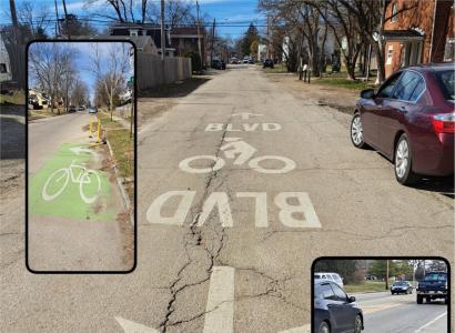 Streets with markings for bike lanes