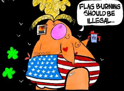 Comic of Trump in US flag diaper