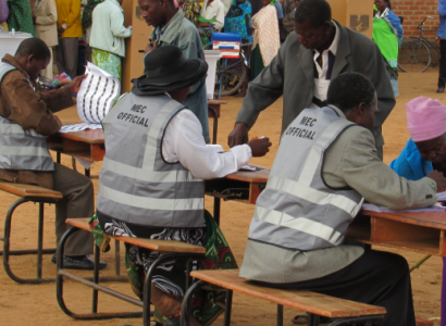 People at voting site in Africa