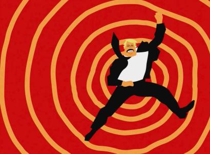 Cartoon man in a spiral