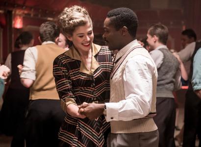 Black man and white woman dancing