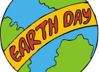 Earth with Earth Day banner