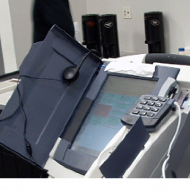 large free-standing touchscreen machine for voting