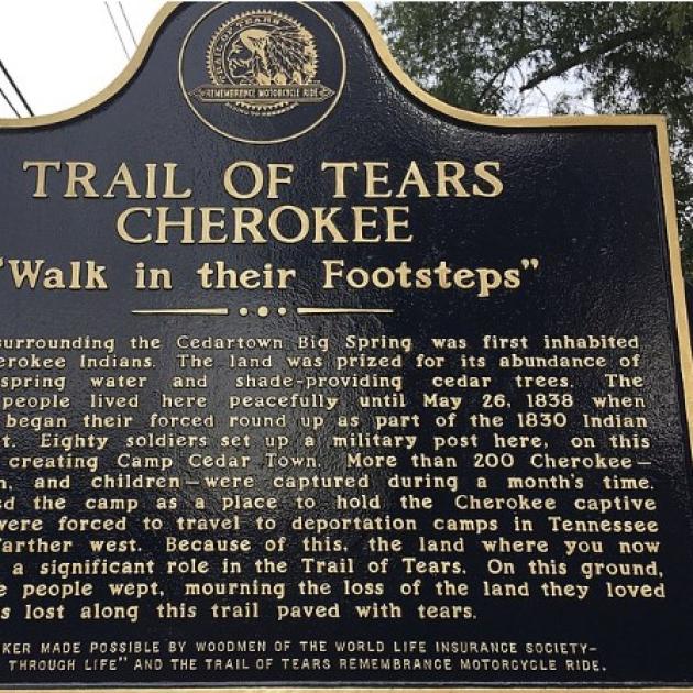 Trail of tears sign