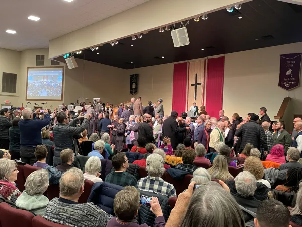 People gathered at church