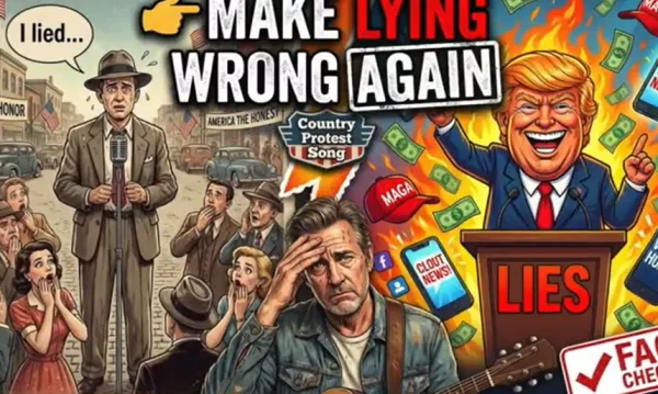 Cartoon of Trump lying