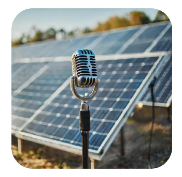 Microphone in front of solar panels