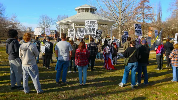 Protesters at gazebo