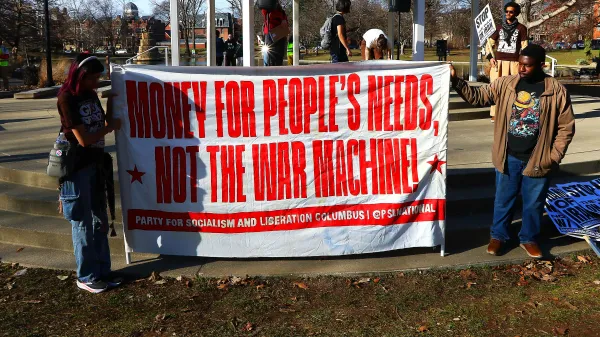 No war with Iran banner