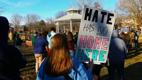 People protesting against Iran attack