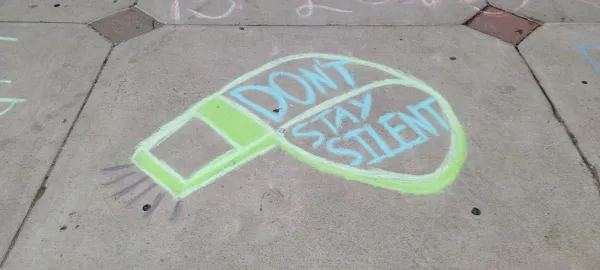 Chalk words on ground