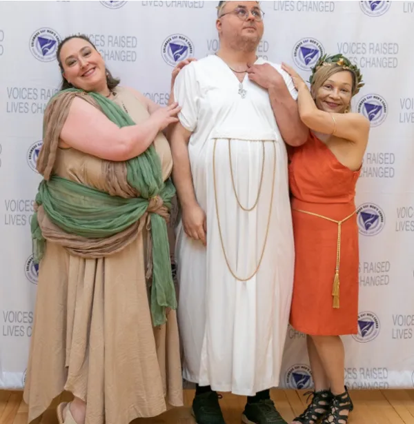 Singers posing in togas
