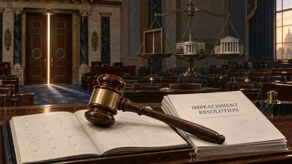 Congressional Desk with Impeachment Resolution on it