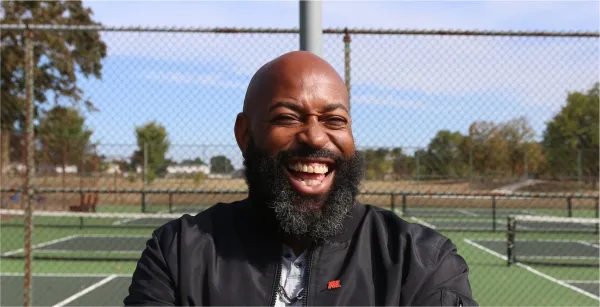 Black man smiling